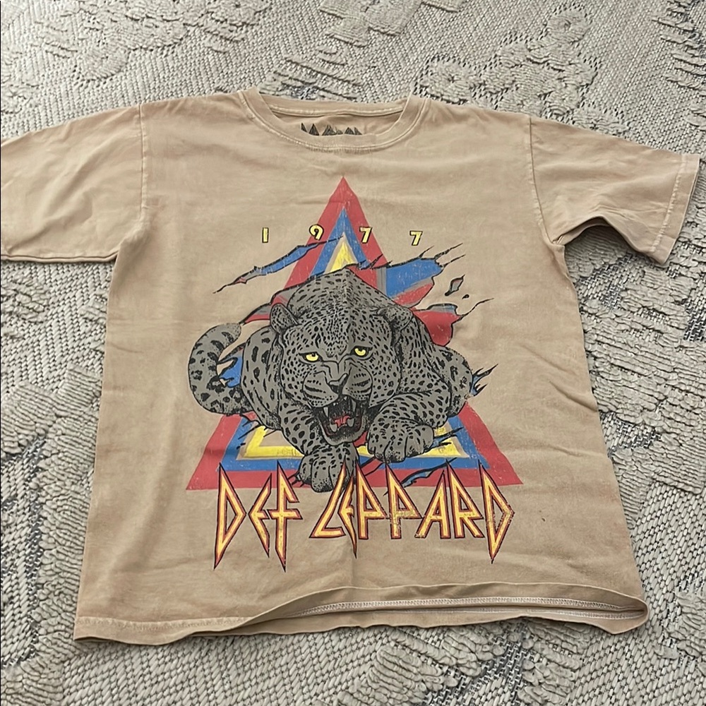 Tan Short Sleeve Tee with Graphic Design